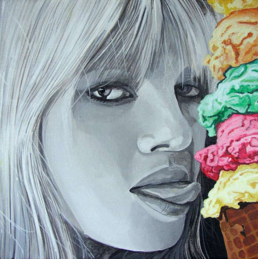 Portrait 20x20cm, acrylic on wood panel