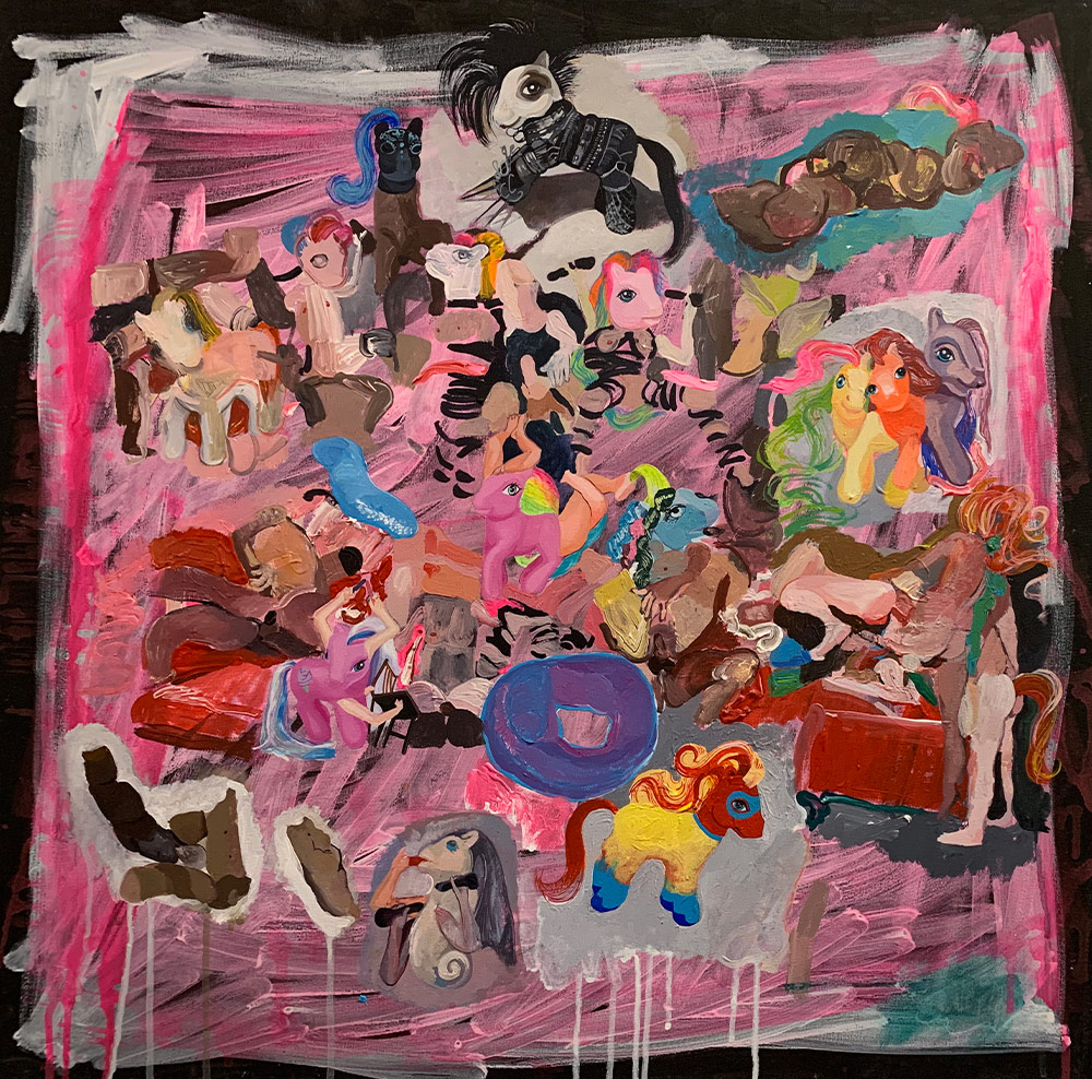 Michail Parlamas, My Little Fony, Pony Orgy, Acrylic on canvas, 80x80cm, 2009
