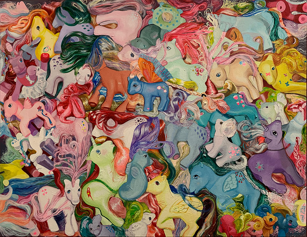 Michail Parlamas, My Little Fony, Pony Orgy #2, Acrylic on canvas, 70x90cm, 2010