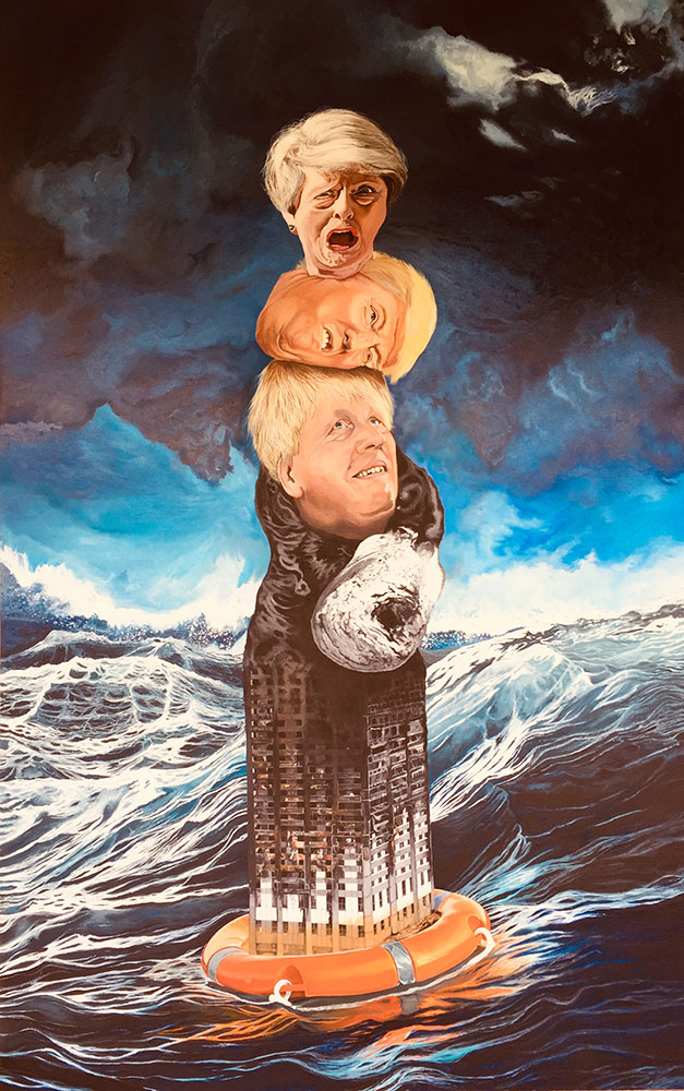 Altar of Capitalism, Acrylic on canvas 190x120cm, 2020