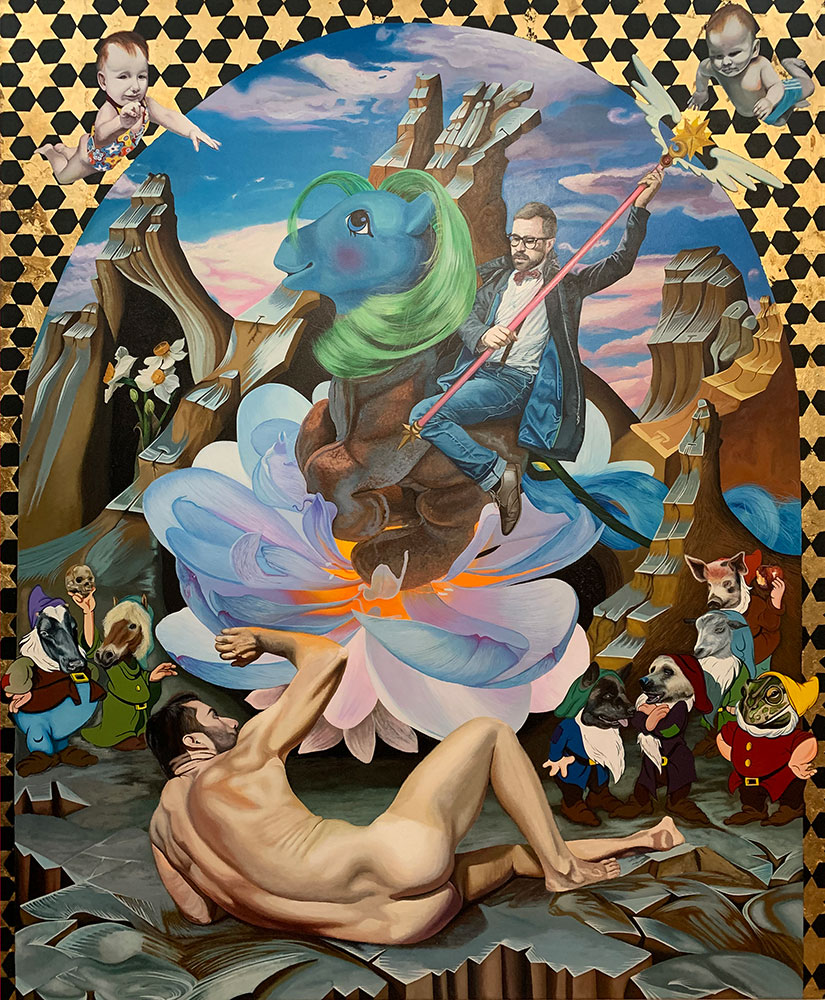 Michail Parlamas - Puer Aeternus And The Divine Child acrylic on canvas 190x160 2013