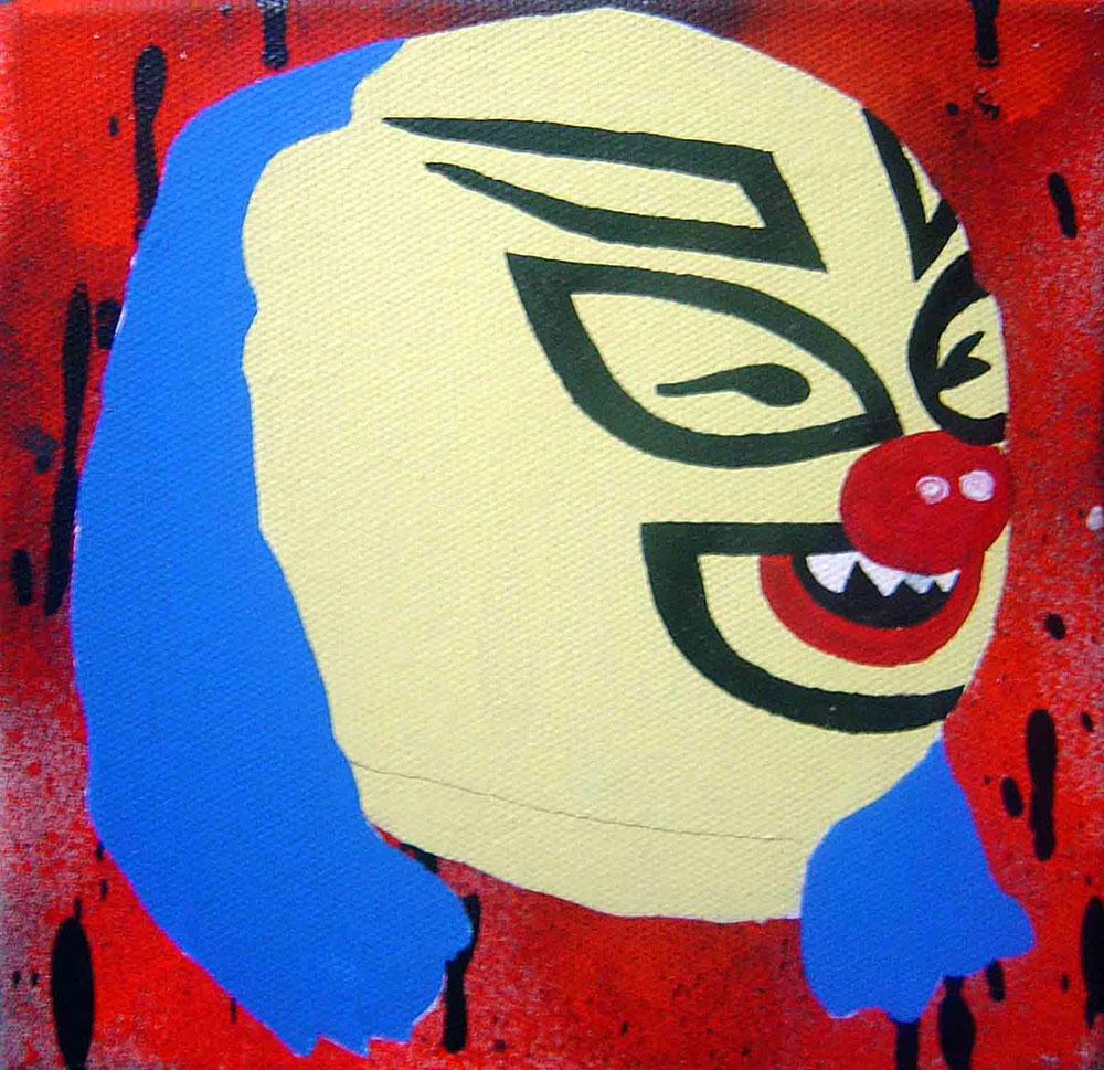 Enmaskarado #2, 20x30cm, acrylic and spray on canvas
