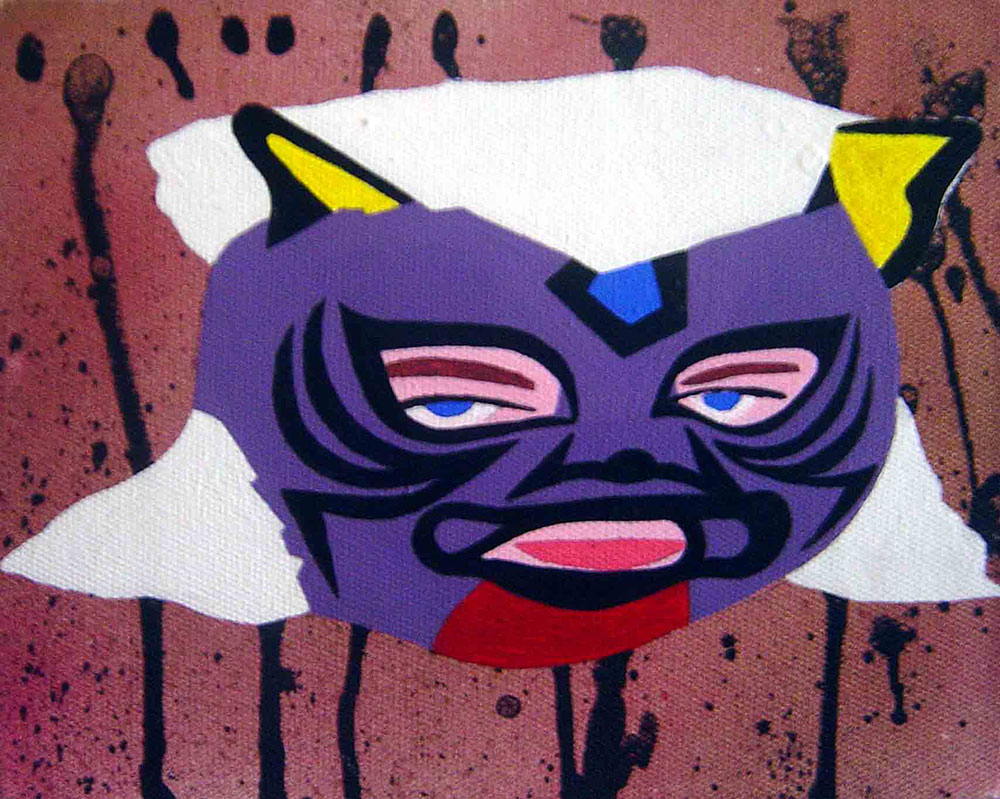 Enmaskarado #1, 20x30cm, acrylic and spray on canvas