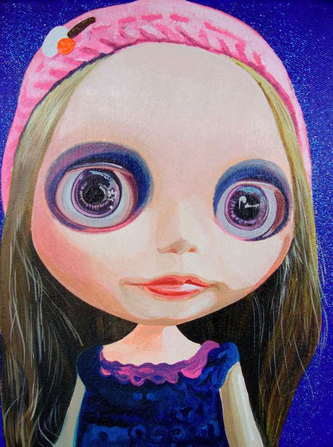 Michail Parlamas, Blythe, Portrait, Acrylic on canvas, 20x20cm