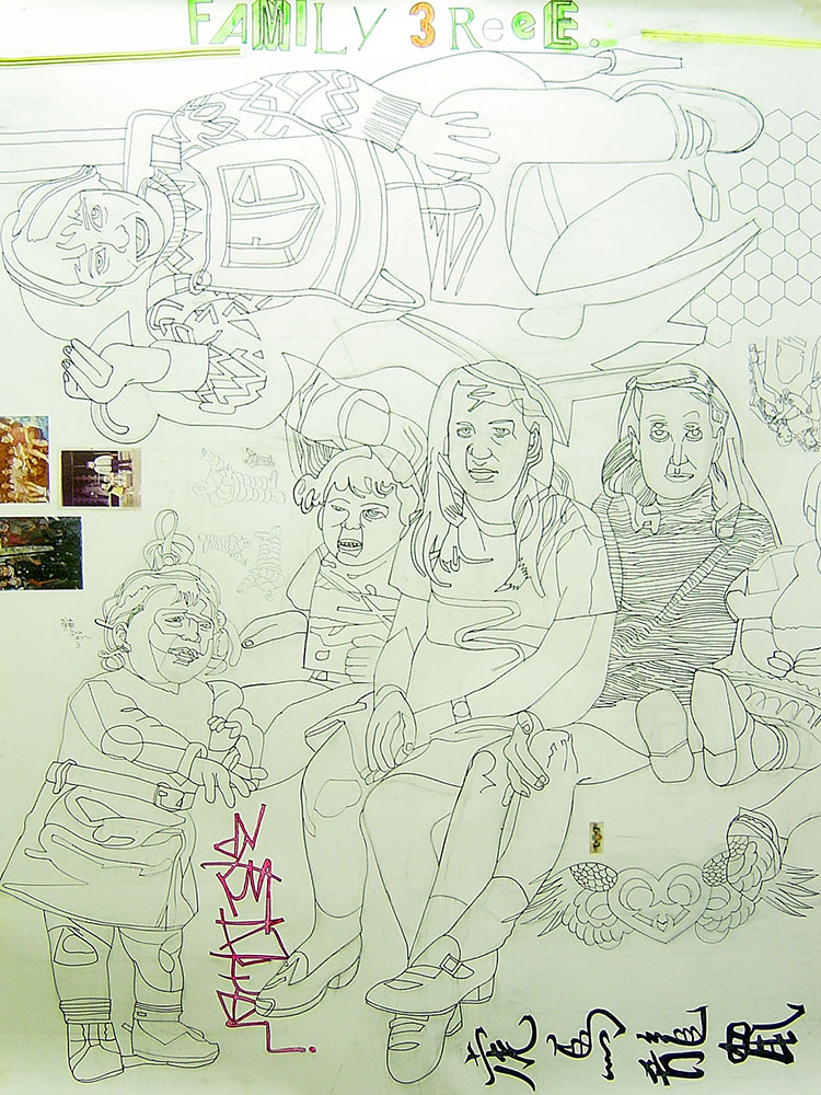 Michail Parlamas - Family Tree, markers and collage on paper