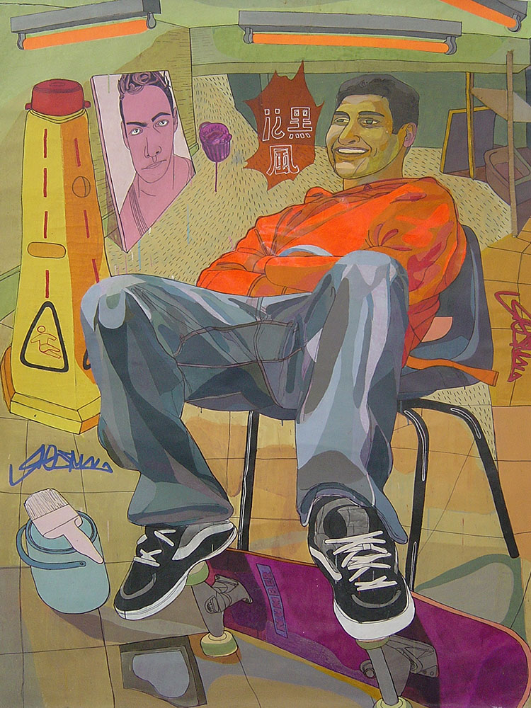 Michail Parlamas - Tasos, acrylics on paper, 190x120cm