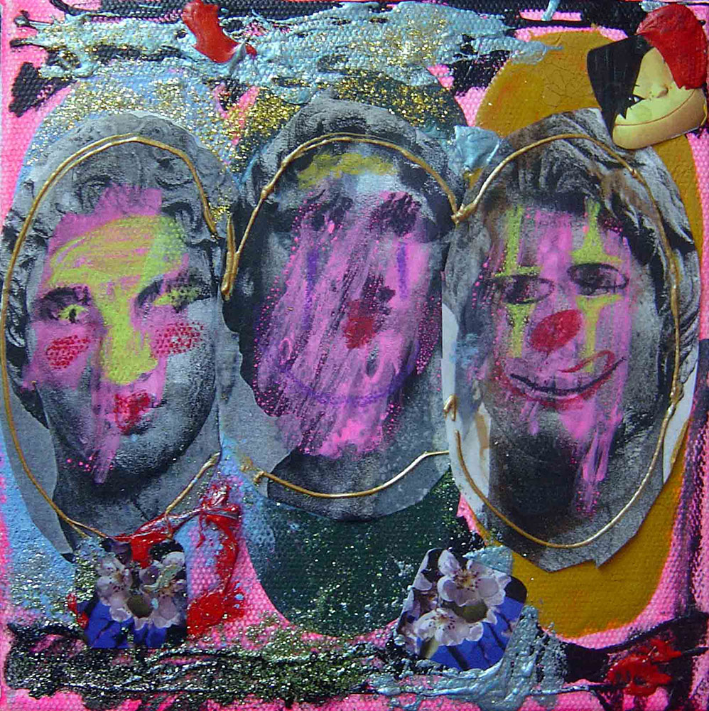 Michail Parlamas Trio Kouros 20x20cm acrylic on canvas 2003