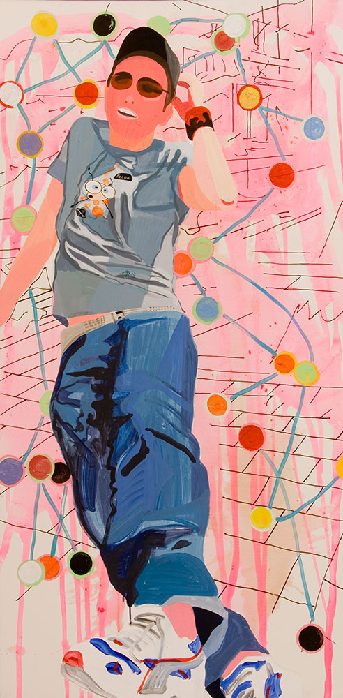 Michail Parlamas Me as kouros 70x120cm acrylic on canvas 2005