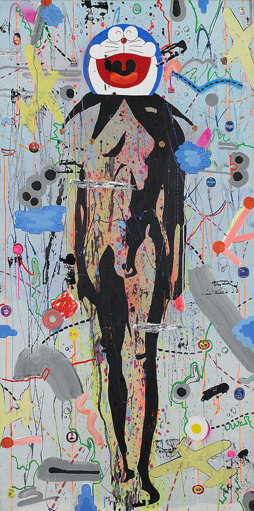 Michail Parlamas Kouros as Doraemon 70x120cm acrylic on canvas 2005