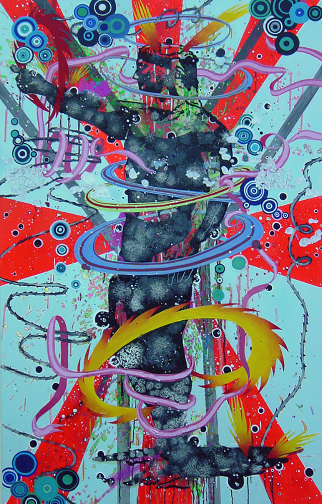 Michail Parlamas Kouros Olympic 190x140cm mixed media on canvas 2006