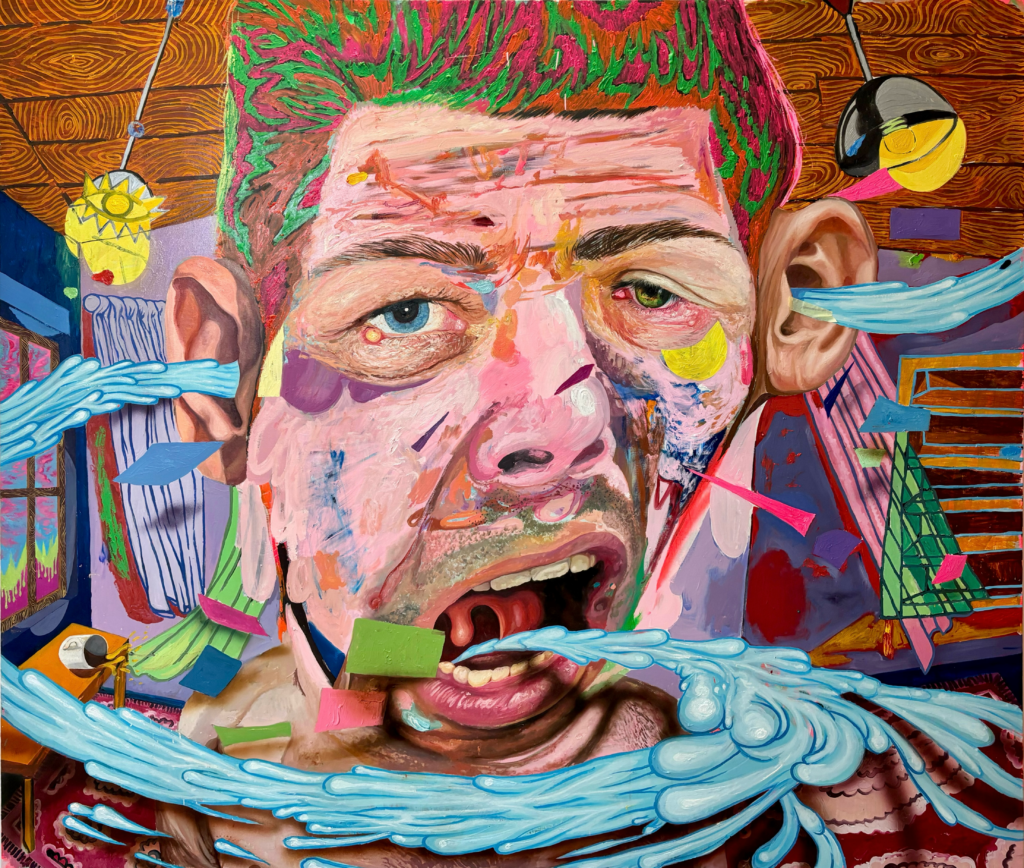 Michail Parlamas Cyanic Meltdown acrylic and oil on canvas 190x210cm 2023